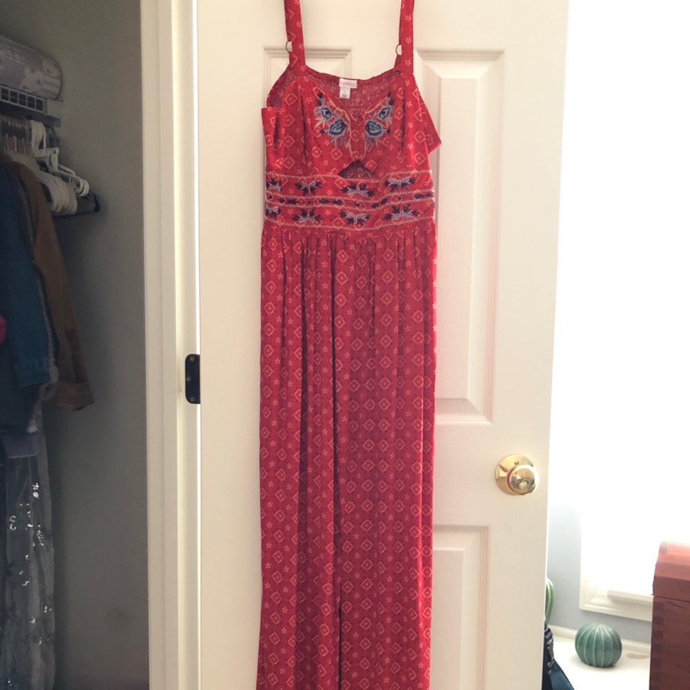 Red Patterned Maxi Dress